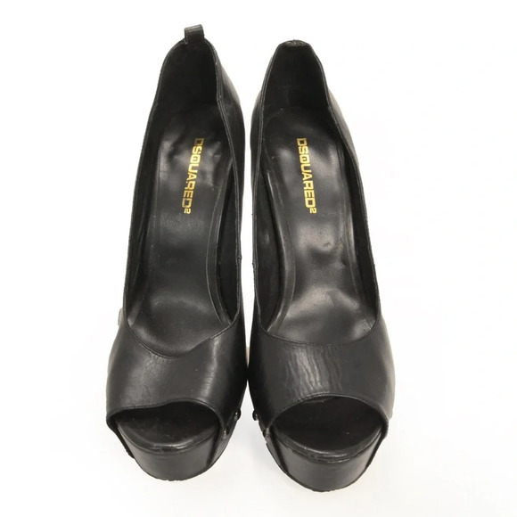 RARE Dsquared2 2010 White Skeleton  Bone Spine Heel Black Leather Heels - Picture 2 of 6